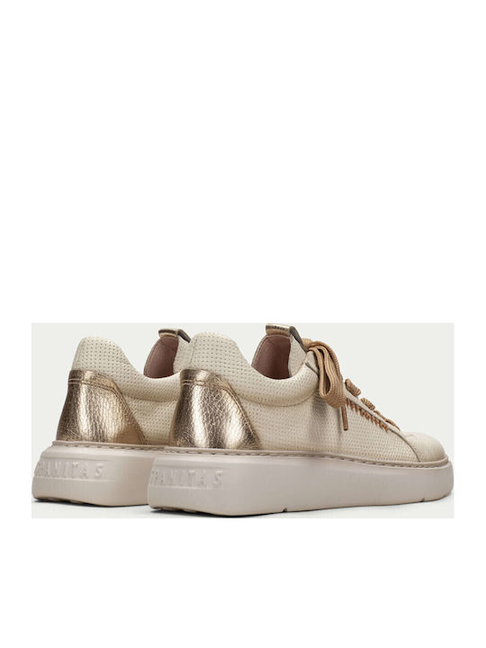 Γυναικεία Flatforms Sneakers Μπεζ - Χρυσό