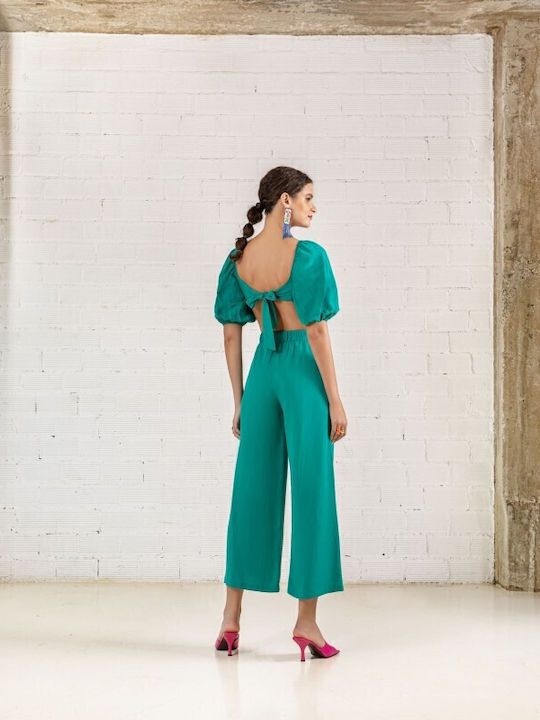 Moutaki Women's Fabric Palazzo Pants Green