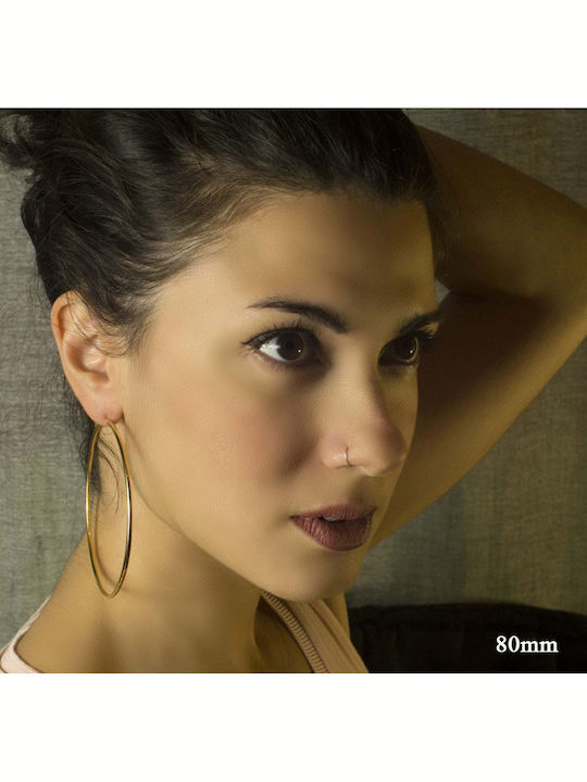 Theodora's Jewellery Σκουλαρίκια Κρίκοι από Ατσάλι Επιχρυσωμένα