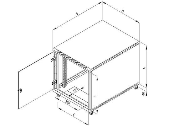 Triton С крака Рак кабинет 12U 60x100см Сив