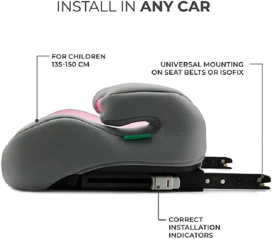 Kinderkraft I-boost Baby Car Seat Booster i-Size with Isofix Pink