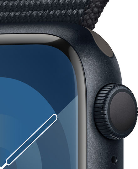 Apple Apple Watch Series 9 Aluminium 41mm Wasserdicht mit Herzfrequenzmesser Midnight Aluminium Gehäuse mit Sport Loop Midnight (S/M) - S/M