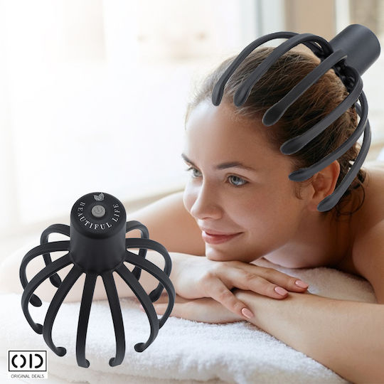 Masajator de păr pentru relaxare și wellness, unisex, 3 funcții, baterie reîncărcabilă cu litiu cu cablu USB C inclus, PVC, negru, oferte originale
