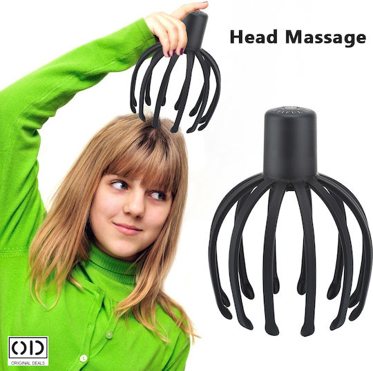 Masajator de păr pentru relaxare și wellness, unisex, 3 funcții, baterie reîncărcabilă cu litiu cu cablu USB C inclus, PVC, negru, oferte originale
