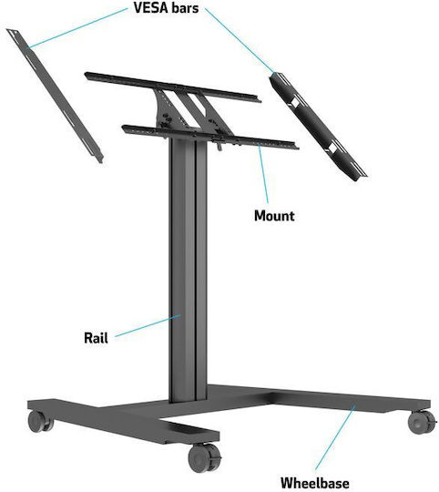 Multibrackets M Public Display Stand 110 HD Tilt & Table Βάση Τηλεόρασης Δαπέδου έως 55" και 80kg Μαύρο