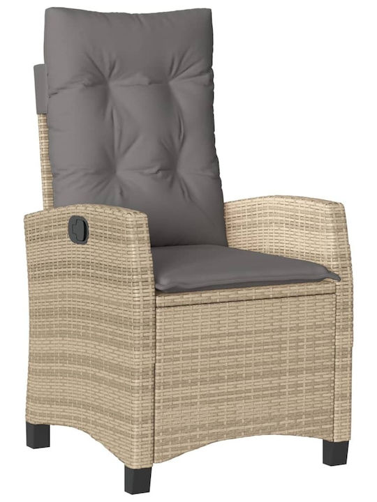 Outdoor-Sessel Rattan Beige mit Kissen 57x66x93εκ.