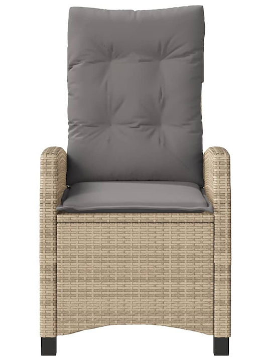 Outdoor-Sessel Rattan Beige mit Kissen 57x66x93εκ.