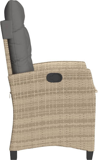 Fotoliu de exterior Rattan Bej cu pernă 57x66x93cm