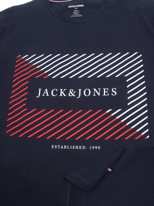 Jack & Jones Ανδρικό T-shirt Κοντομάνικο Navy Μπλε