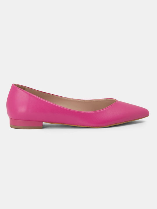 Bozikis Synthetic Leather Pointy Ballerinas Fuchsia