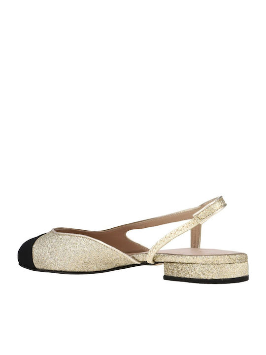 Suede Γυναικείες Μπαλαρίνες Slingback σε Χρυσό Χρώμα