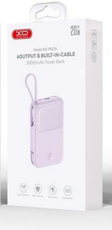 XO PR234 Power Bank 20000mAh mit USB-A Anschluss und USB-C Anschluss Lila