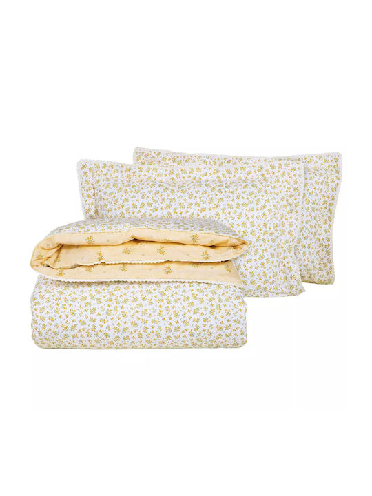 Das Home 1682 Coverlet Queen Size Cotton Satin Cream, Ochre 220x240cm