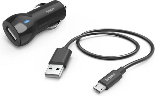 HAMA Φορτιστής Αυτοκινήτου 12W 2.4A με μία Θύρα: 1xUSB-A Μαύρο Χρώμα
