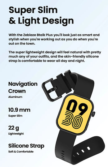 Zeblaze Btalk Plus Смартчасовник с Пулсомер (Jet Black)