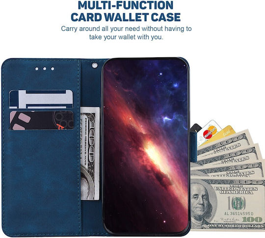 Samsung Galaxy A15 A15 4g / A15 5g Mad Mask Carcasa de portofel din piele Geometry Style cu bază de sprijin, sloturi pentru carduri și închidere magnetică Flip Wallet portofel din piele sintetică portofel albastru