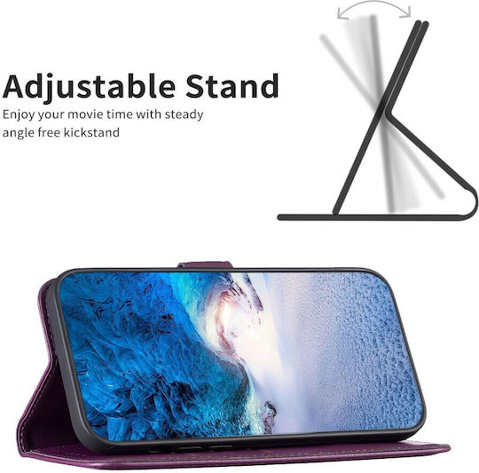Xiaomi Redmi Note 13 Pro 5g / Poco X6 5g Binfen Color Leather Wallet Case Series 12 with Stand, Card Slots, and Magnetic Clasp Dark Purple