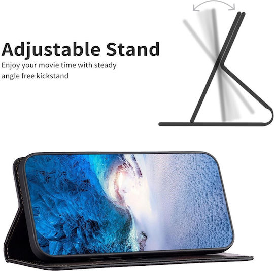 Xiaomi Redmi Note 13 4G Binfen Color Leather Wallet Case Series 9 with Stand, Card Slots, and Magnetic Closure Black