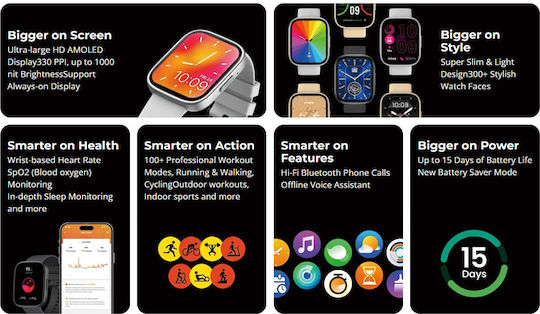 Zeblaze GTS 3 Plus 49mm Smartwatch με Παλμογράφο (Midnight Black)