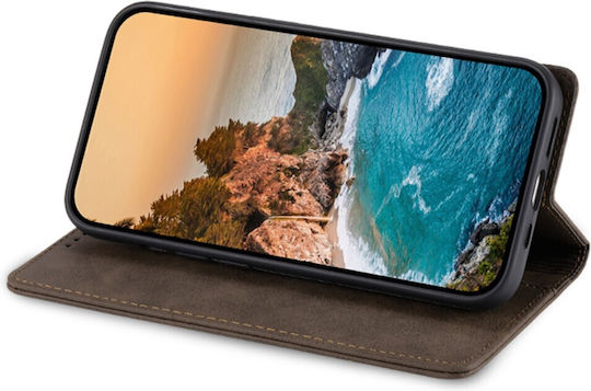 Θήκη Xiaomi Redmi Note 13 5g Dierfeng Df 05 Foldable Series Με Βάση Στήριξης, Υποδοχή Καρτών Και Μαγνητικό Κούμπωμα Flip Wallet Από Συνθετικό Δέρμα Και Εσωτερικό Tpu Καφέ