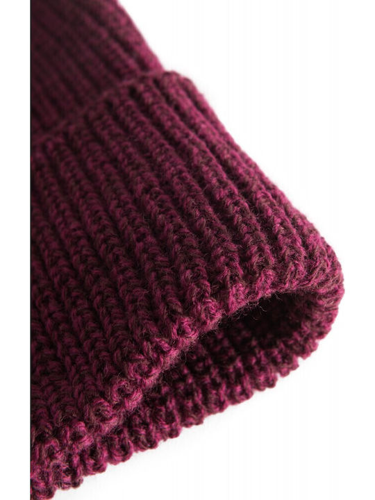 Beanie Unisex Σκούφος Πλεκτός σε Μπορντό χρώμα