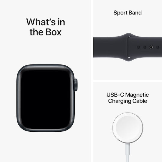 Apple Watch SE 2023 Aluminum 40mm Waterproof with Heart Rate Monitor (Midnight with Midnight Sport Band - S/M)