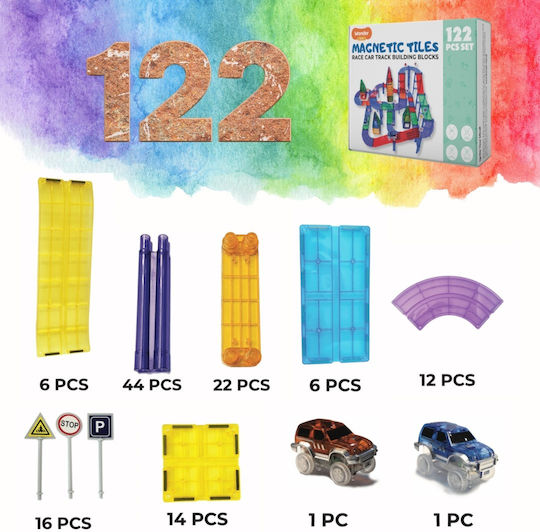 Wonder Toys Magnetic Construction Toy Race Car Track Magnetic Blocks