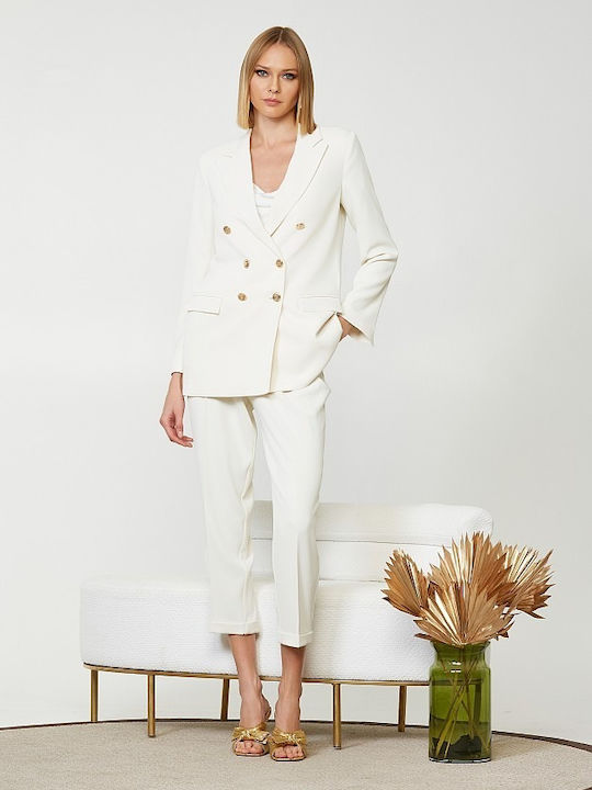 Crossed Jacket Lynne with Gold Buttons Cream