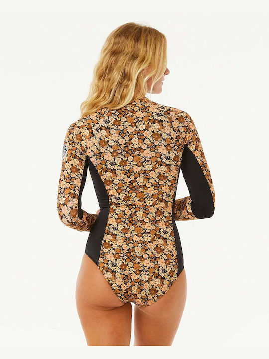 Ολόσωμο Μαγιό με Φερμουάρ Floral Brown