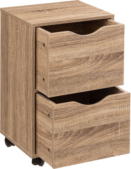 5Five Office Wooden Drawer with Wheels and 2 Drawers Natural 33x29.5x56cm