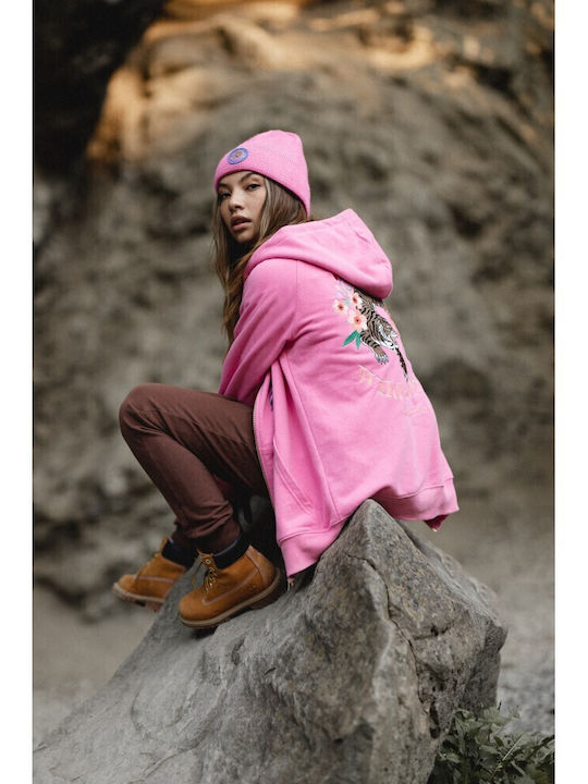 Women's Sweatshirt Jacket Hooded Pink