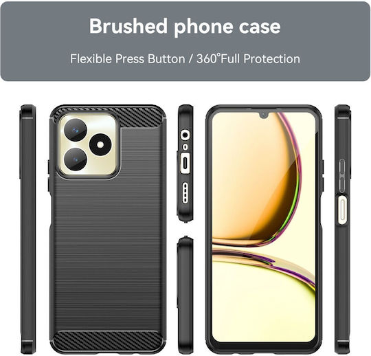 Brushed Carbon Umschlag Rückseite Silikon Blau (Realme C53)
