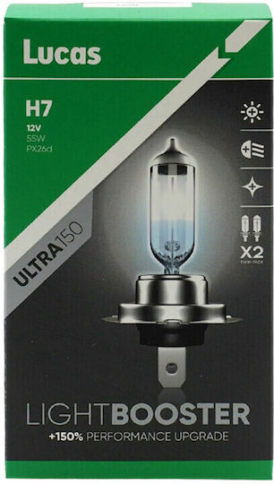 Lucas Lampen Auto H7 Halogen Weiß 12V 55W 2Stück