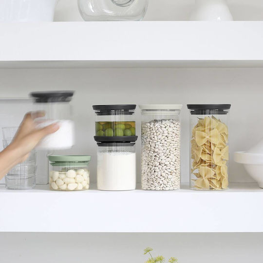 Brabantia Комплект 3 Бройки Вази За Обща Употреба С Капак Стъклени Сиви 1000мл 3 Бройки