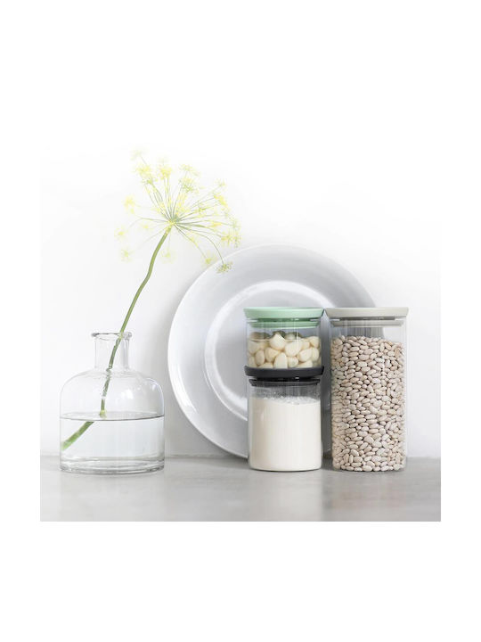 Brabantia Set of 3pcs Jars General Use with Lid Glass Gray 1000ml