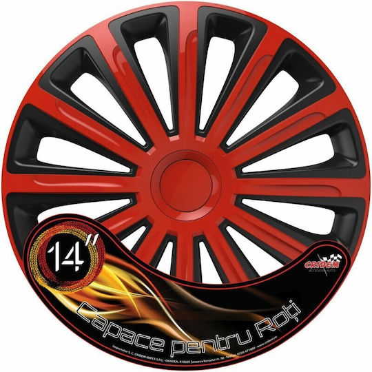 Wheel Covers Set Cridem Trend 4pcs - Red/black - 14''