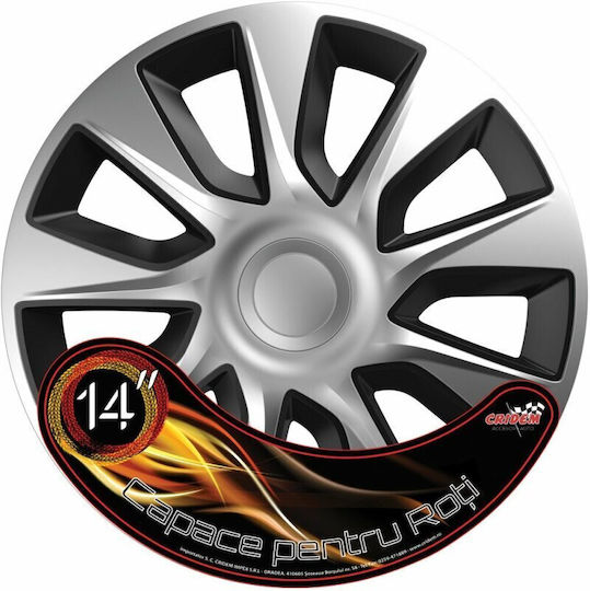 Wheel Covers Set Cridem Stratos 4pcs - Silver/black - 14''