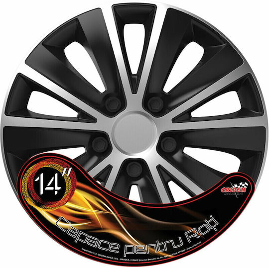 Set Capace De Roți Auto Cridem Rapide 4 Bucăți Argintiu/Negru 14’’