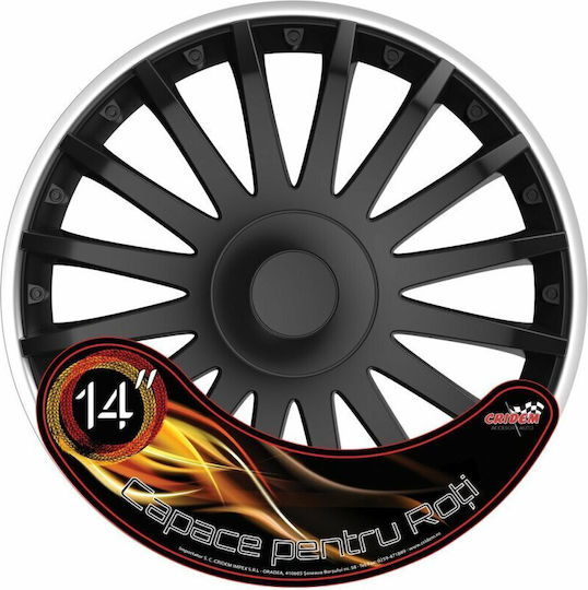 Set Capace De Roți Auto Cridem Crystal So 4 Bucăți Negru/Argintiu 14''