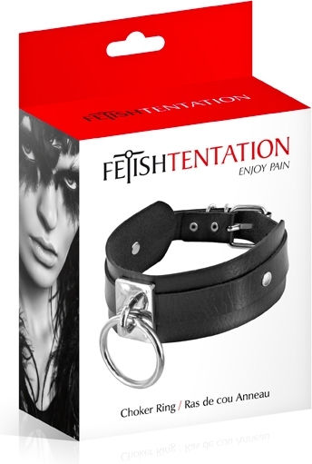 Fetish Tentation Adjustable Black Necklace With Ring