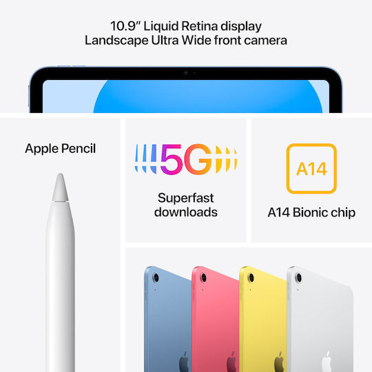 Apple iPad 2022 5G 10.9Inches (4GB/64GB) Silver