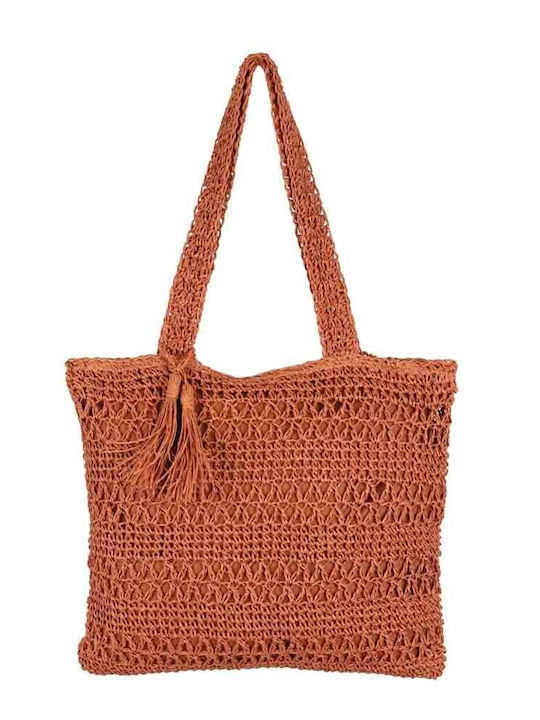 Aquablue Straw Beach Bag with Ethnic design Beige