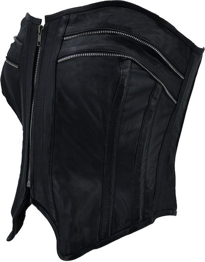Leather 100 Leather Damenbluse Code: 37-w-corser-zip (schwarz)