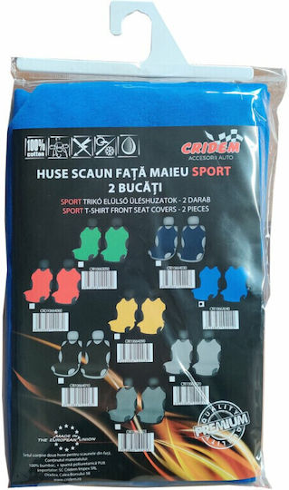 Cridem Sport T-shirt Front Seat Covers 2pcs - Blue