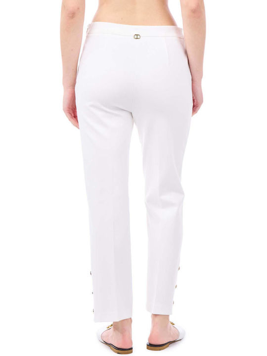 Twinset Women's Fabric Capri Trousers in Straight Line White