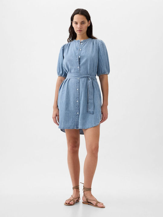 GAP Mini Shirt Dress Dress Light Wash Indigo