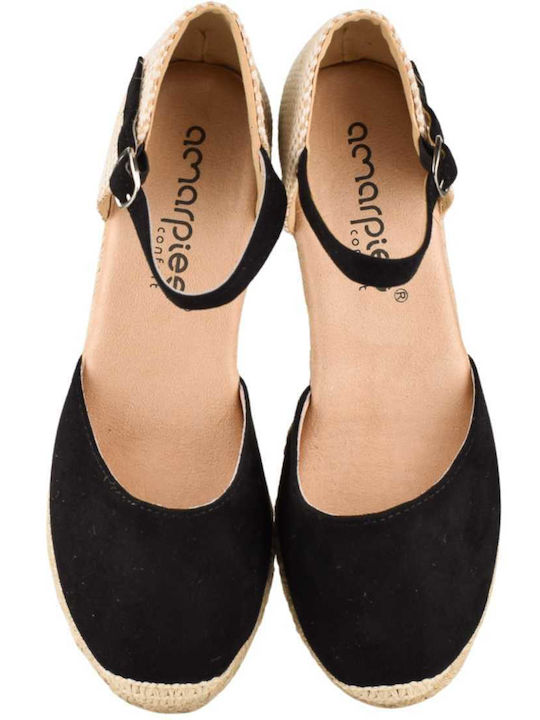 Amarpies Platforme dama în stil espadrile Negre