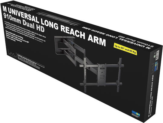 Multibrackets M Universal Long Reach Arm 910mm HD Dual Βάση Τηλεόρασης Τοίχου με Βραχίονα έως 80" και 60kg Μαύρο