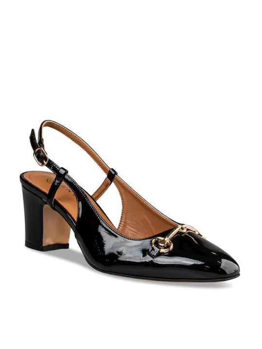 Envie Shoes Patent Leather Black Heels