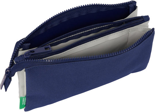 Τριπλή Κασετίνα Benetton Varsity Γκρι Ναυτικό Μπλε 22 X 12 X 3 Cm